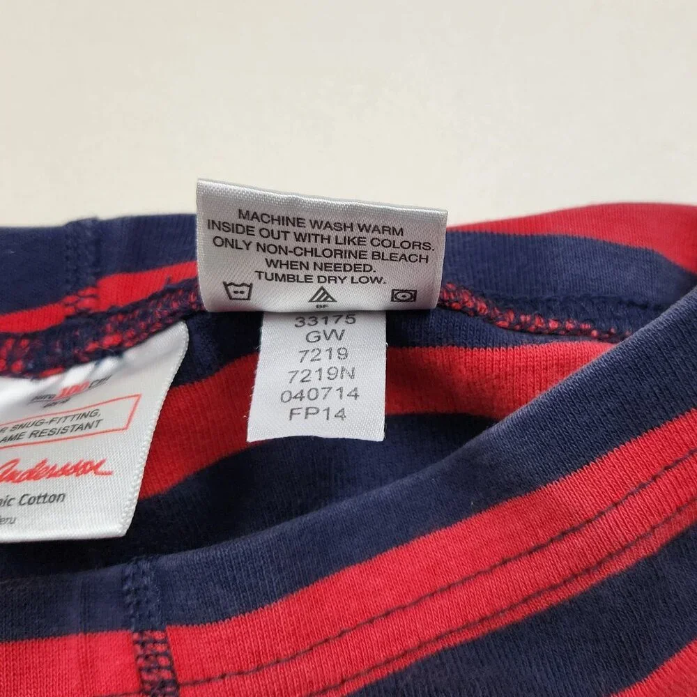 Hanna Andersson Red Blue Stripe Organic Cotton Pajama Pants sz US 4 100cm